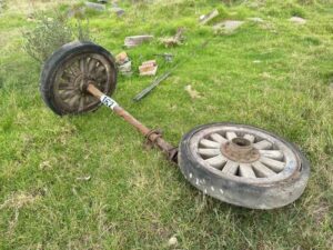 SKF Wooden Wheel with solid rubber tyres & axle