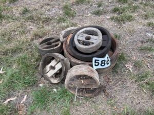 Qty. of timber pulley wheels