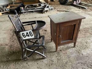 High Chair and Cupboard